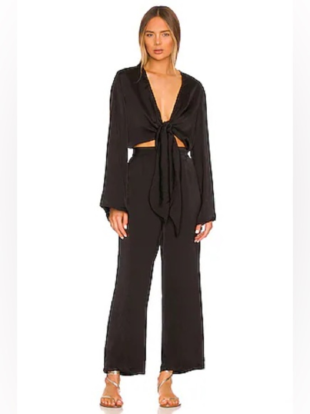 SNDYS Pluto Tie-Front Wide Leg Jumpsuit